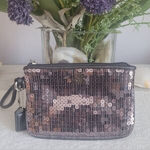 Coach Sequin Wristlet - Gray/Silver